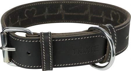 Zgarzi - Zgarda Piele Rustic Heartbeat, M: 38-47 cm/40 mm, Negru, 18985