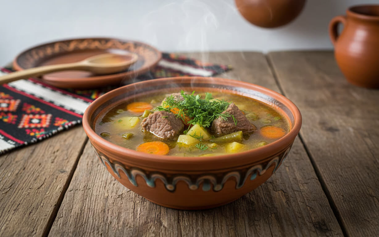 Ciorba de vacuta taraneasca - reteta autentica cu carne de vita