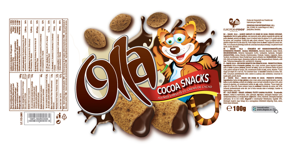 Alunite umplute cu crema de cacao , 6 x 100g, OLLA Snacks [2]