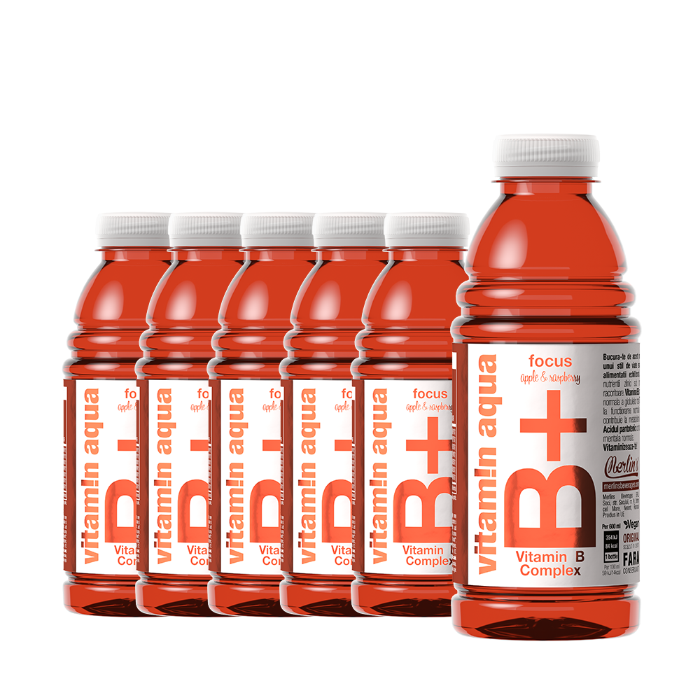 Apa cu Vitamine B+, cu gust de mere si zmeura, 6 x 0.6 L, Vitamin [1]