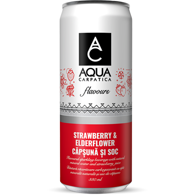 Apa minerala cu aroma de Capsuni si Soc, 4 x 0.33l, Aqua Carpatica [2]