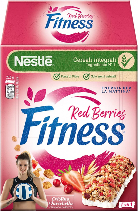 Baton de cereale Nestlé Fitness cu fructe rosii, 6 x 23.5g [1]