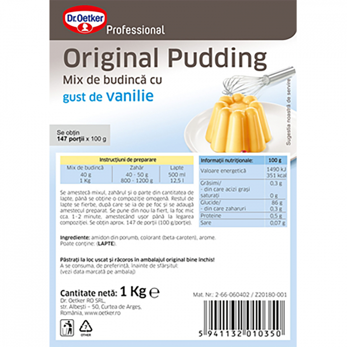 Budinca de vanilie, Dr Oetker Professional, 1kg [2]