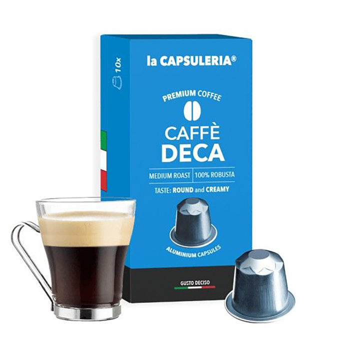 Cafea Deca, 10 capsule de aluminiu compatibile Nespresso, La Capsuleria [1]