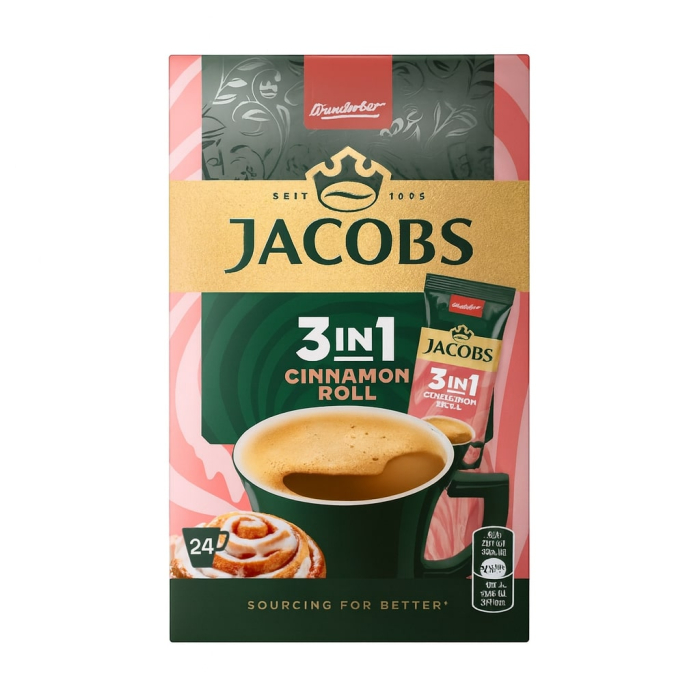 Cafea instant, Jacobs, 3 in 1, Cinnamon Roll, 24 plicuri x 11.2 g-Vivomarket.ro [1]