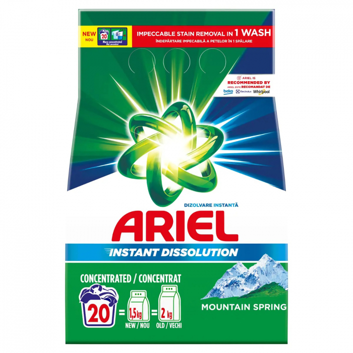 Detergent de rufe automat Ariel Mountain Spring, 1,5 kg, 20 spalari [1]