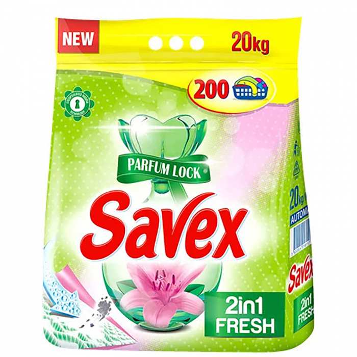 Detergent de rufe automat, Savex 2 in 1 Fresh, 20 kg, miros puternic, 200 spalari [1]