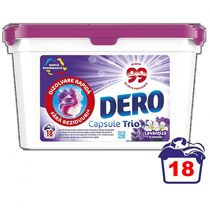 Detergent de rufe capsule Dero 2in1 Levantica si Iasomie, 17 spalari [2]
