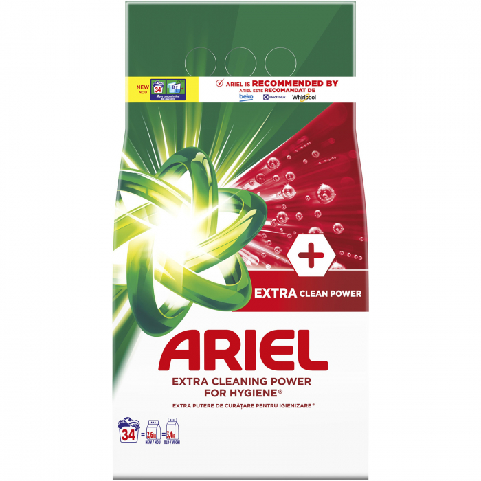 Detergent de rufe pudra Ariel +Extra Clean Power, 2.55kg, 34 spalari [2]