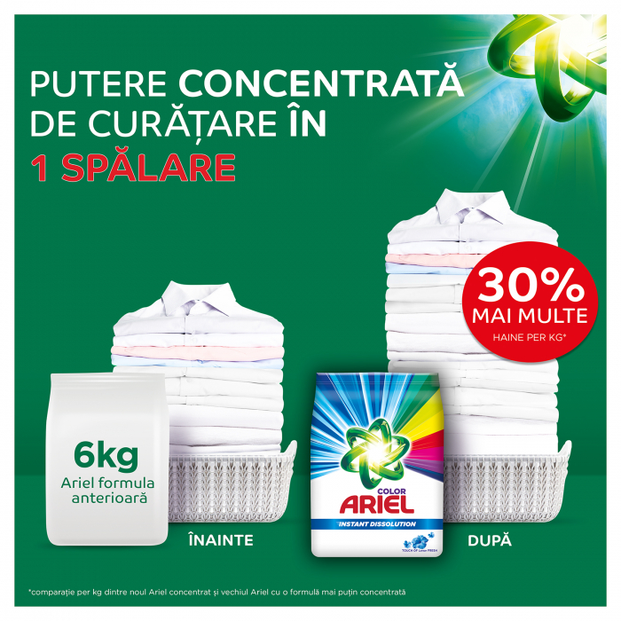 Detergent de rufe pudra Ariel Touch of Lenor Fresh Color, 7.5kg, 100 spalari [3]