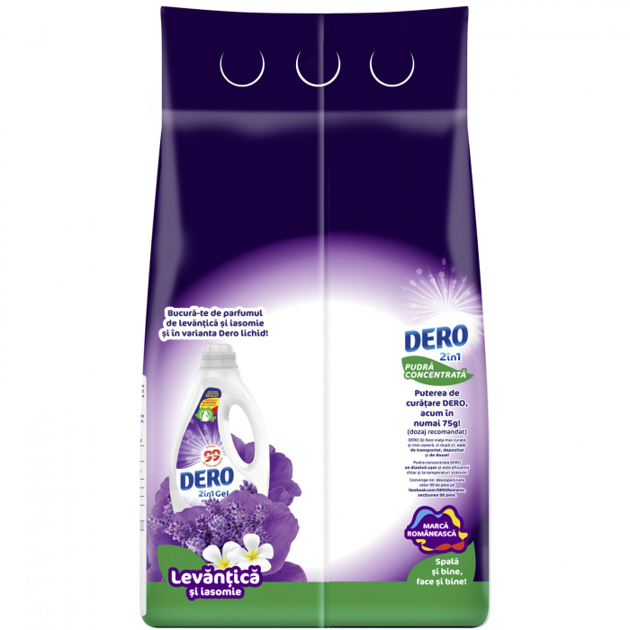 Detergent de rufe pudra Dero 2in1 Levantica si iasomie, 3kg, 40 spalari [3]