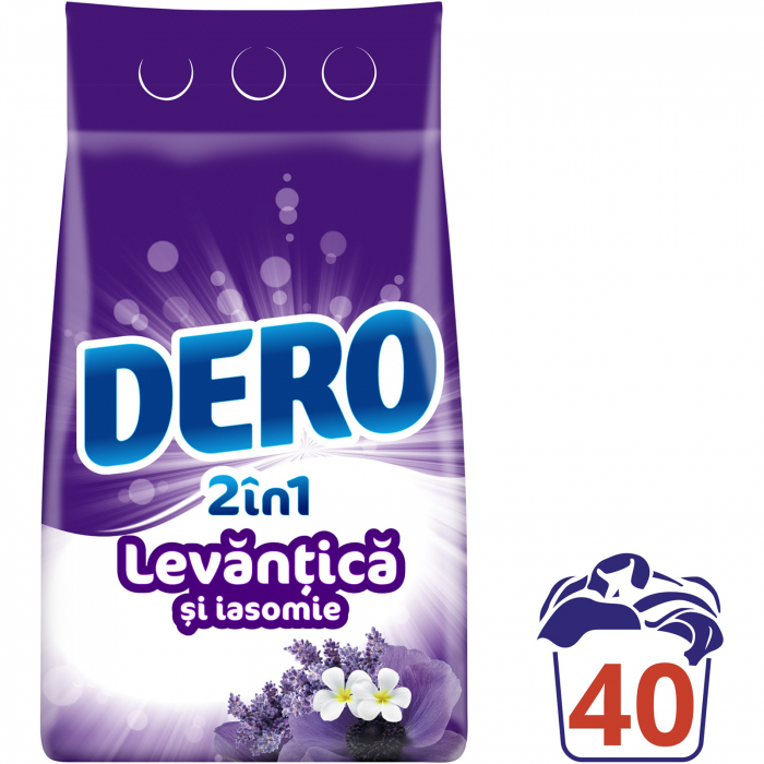 Detergent de rufe pudra Dero 2in1 Levantica si iasomie, 3kg, 40 spalari [2]