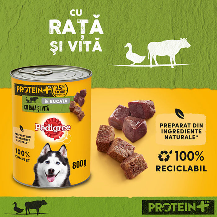 Hrana umeda pentru caini Pedigree Adult, Rata si Vita, in Aspic 800 g [2]