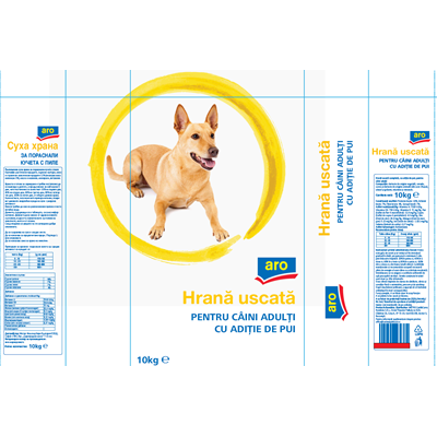 Hrana Uscata cu gust de Pui pentru Caini, 10 Kg, Aro [1]