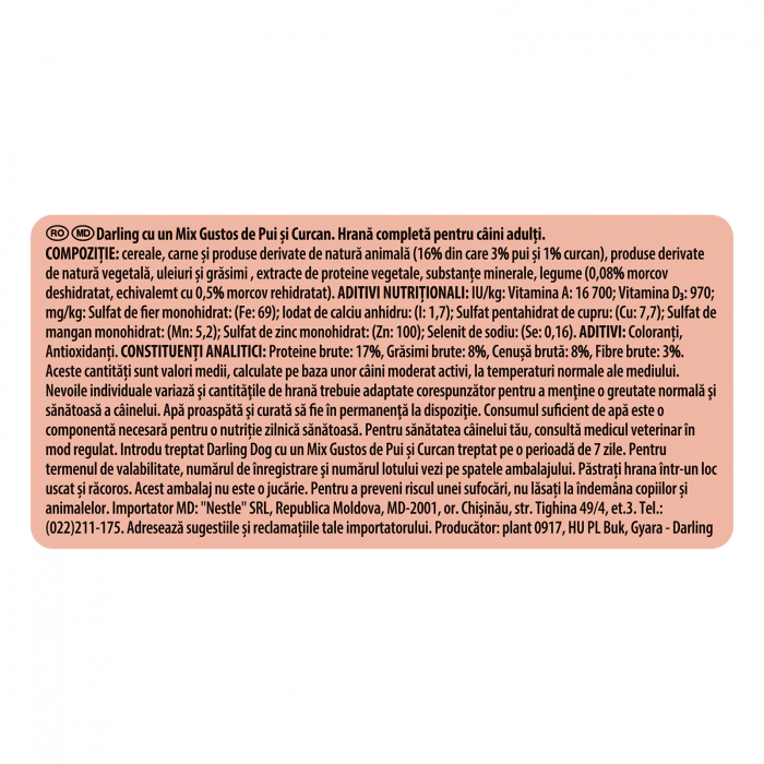 Hrana uscata pentru caini Darling, Pui, Curcan & Legume, 15Kg [3]