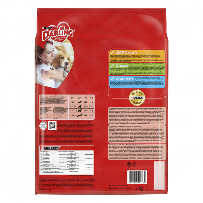 Hrana uscata pentru caini Darling, Pui, Curcan & Legume, 3Kg [2]
