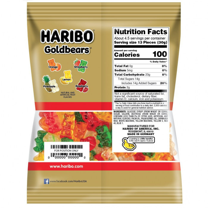 Jeleuri cu aroma de fructe Haribo Goldbaren, 175 g [2]