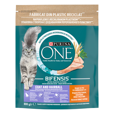 Mancare Uscata pentru pisici cu carne de  Pui, 800 g, Purina One Coat Hairball [1]
