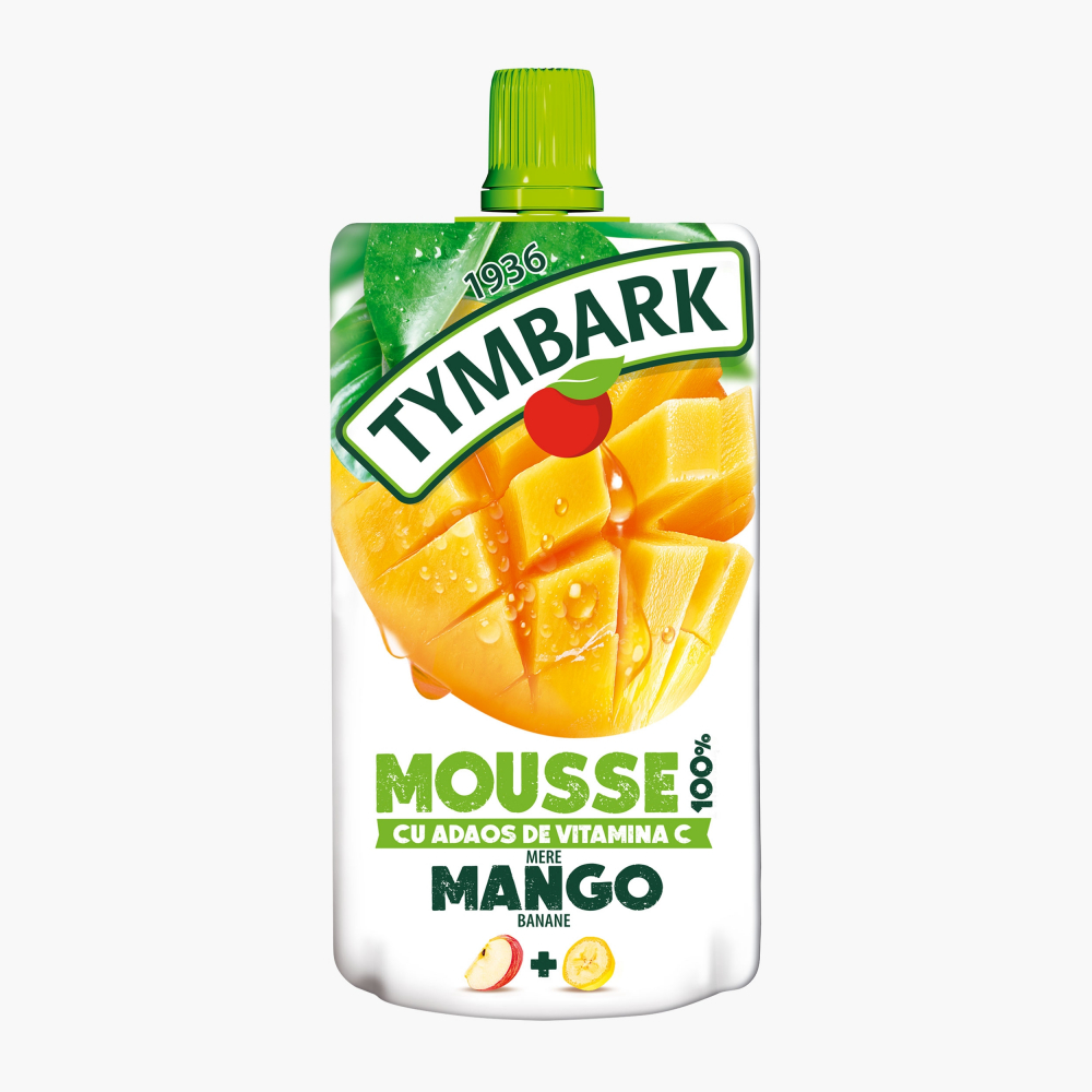 Mousse 100% fructe, Mar, Mango si Banana, 12 x 120 gr, Tymbark [1]