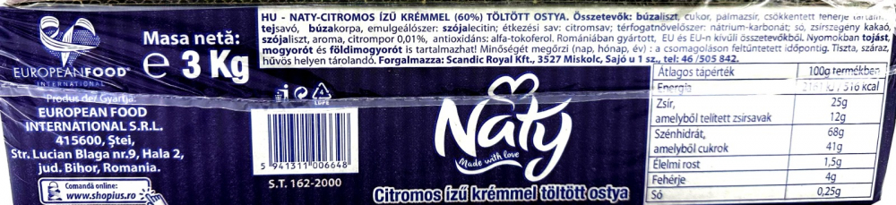 Napolitane cu crema de lamaie, 3kg , NATY [3]