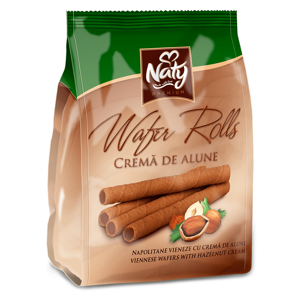 Napolitane vieneze cu crema de alune, Naty Premium Wafer Rolls, 6 x 100 g [1]