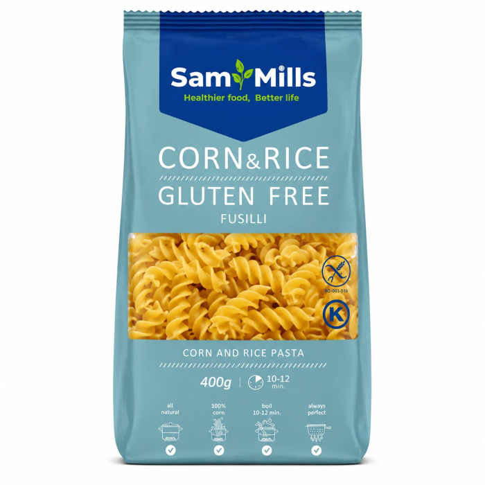 Paste Spirale din Porumb & Orez fara Gluten, Sam Mills, 400 g-Vivomarket.ro [1]