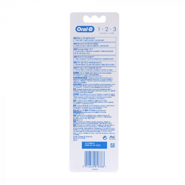 Periuta de dinti Oral-B 1-2-3 Classic Care, Medie, 2+1 [2]