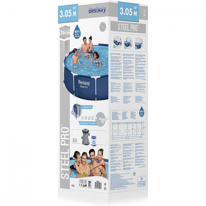 Piscina cu cadru metalic Rotunda Bestway Steel Pro, pompa filtrare, 305X76 Cm, 4678 litri [7]