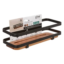 Polita din inox si lemn de salcam, Negru, Rezistent la apa, Five [4]