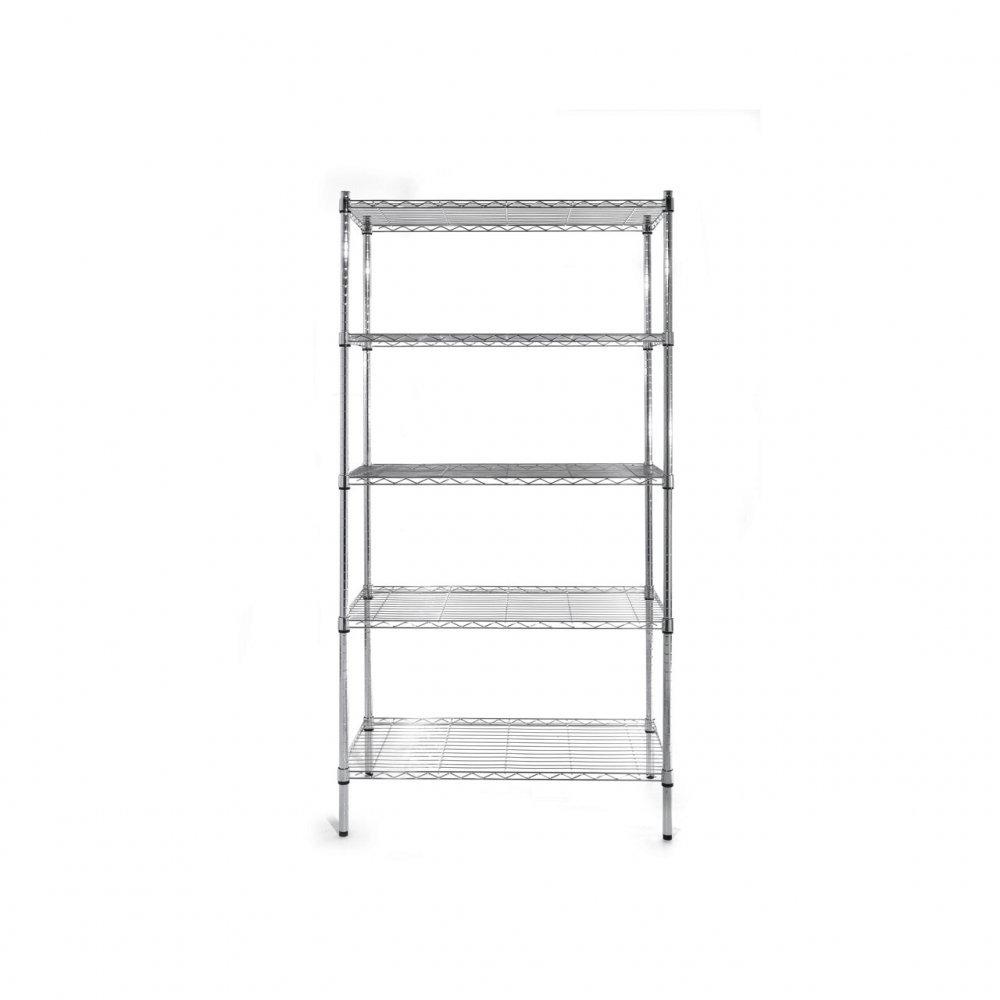 Raft Metalic de Depozitare Hendi cu 5 Polite, Capacitate 80 kg/Polita, 455x910x(H)1830 mm, Otel Cromat – Ideal pentru Organizare si Rezistenta [3]