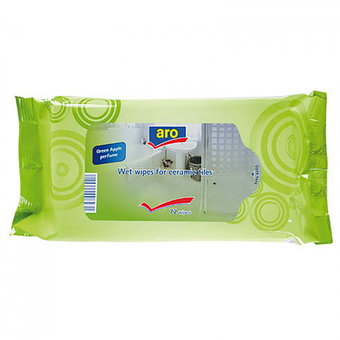 Servetele umede pentru suprafete ceramice cu parfum de mere, Aro, 72 Buc. [1]