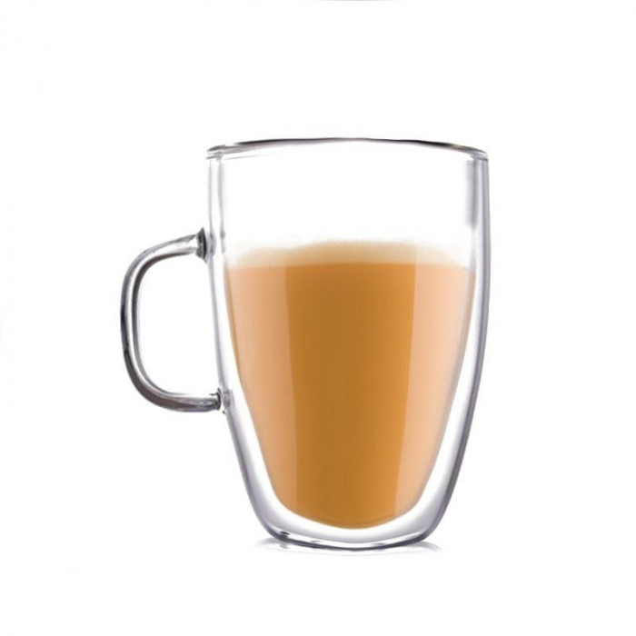 Set 2 cani din sticla borosilicata cu pereti dubli, termorezistente, 350 ml, transparente, EC Design [2]