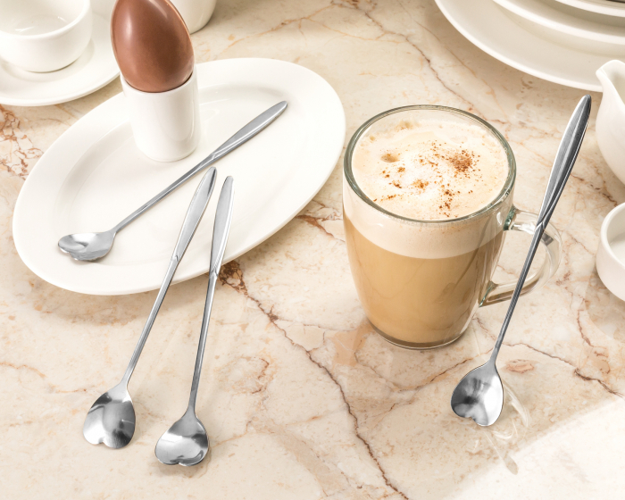 ​​​​​​​Set 4 lingurite in forma de inima, cu coada lunga, Inox | Capsuleria.ro [2]