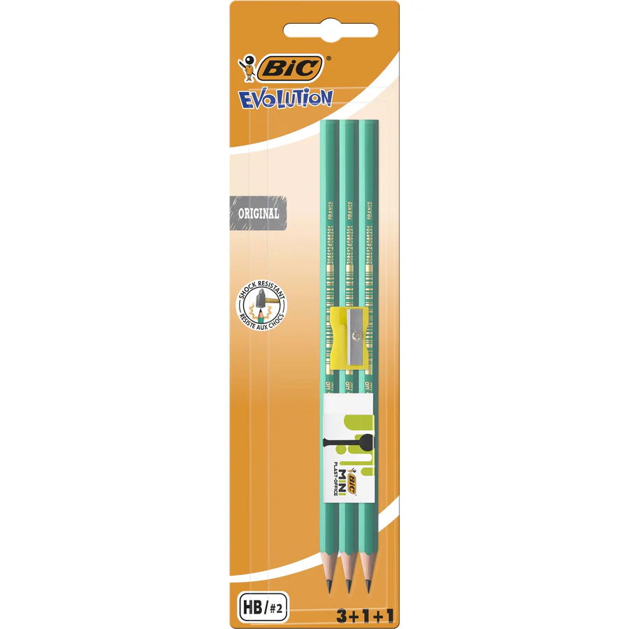 Set BIC Evolution 650: 3 creioane grafit HB, radiera si ascutitoare [1]
