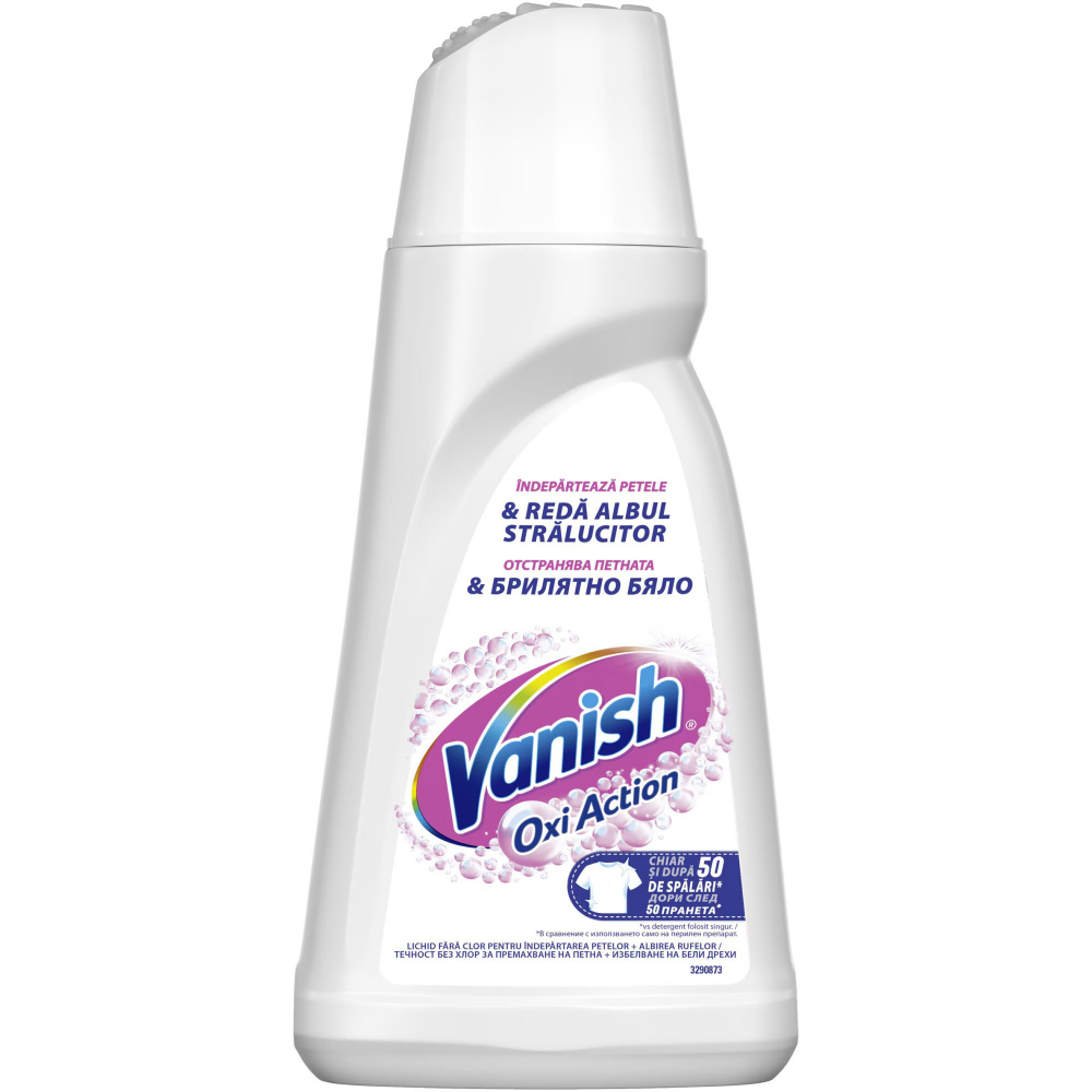 Solutie pentru indepartarea petelor pentru haine albe Vanish Oxi Action, 1L-Vivomarket.ro [1]
