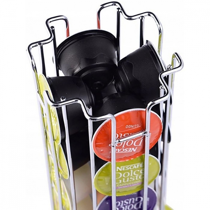 Suport pentru capsule Nescafe Dolce Gusto rotativ, 24 de capsule, Inox, Argintiu [3]