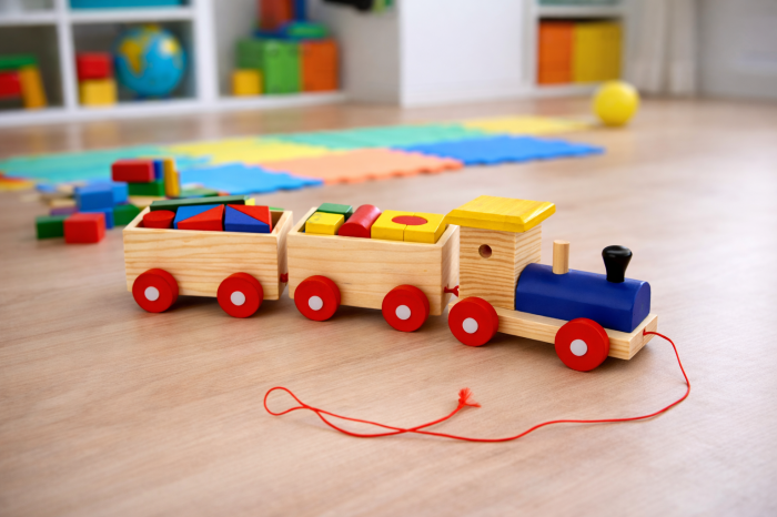 Trenulet cu Vagoane - Jucarie din Lemn-Vivomarket.ro [2]