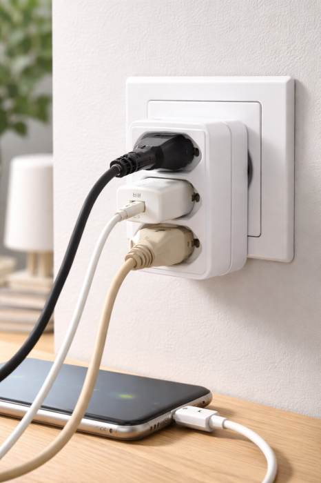 Triplu Stecher Benson 1500W, Adaptor Priza cu 3 Iesiri, Compact 6,5 x 4,5 x 7,5 cm, Alb [5]