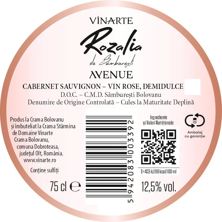 Vin Rose Cabernet Sauvignon Vinarte Avenue Rozalia de Samburesti, Demidulce, 0.75l [2]
