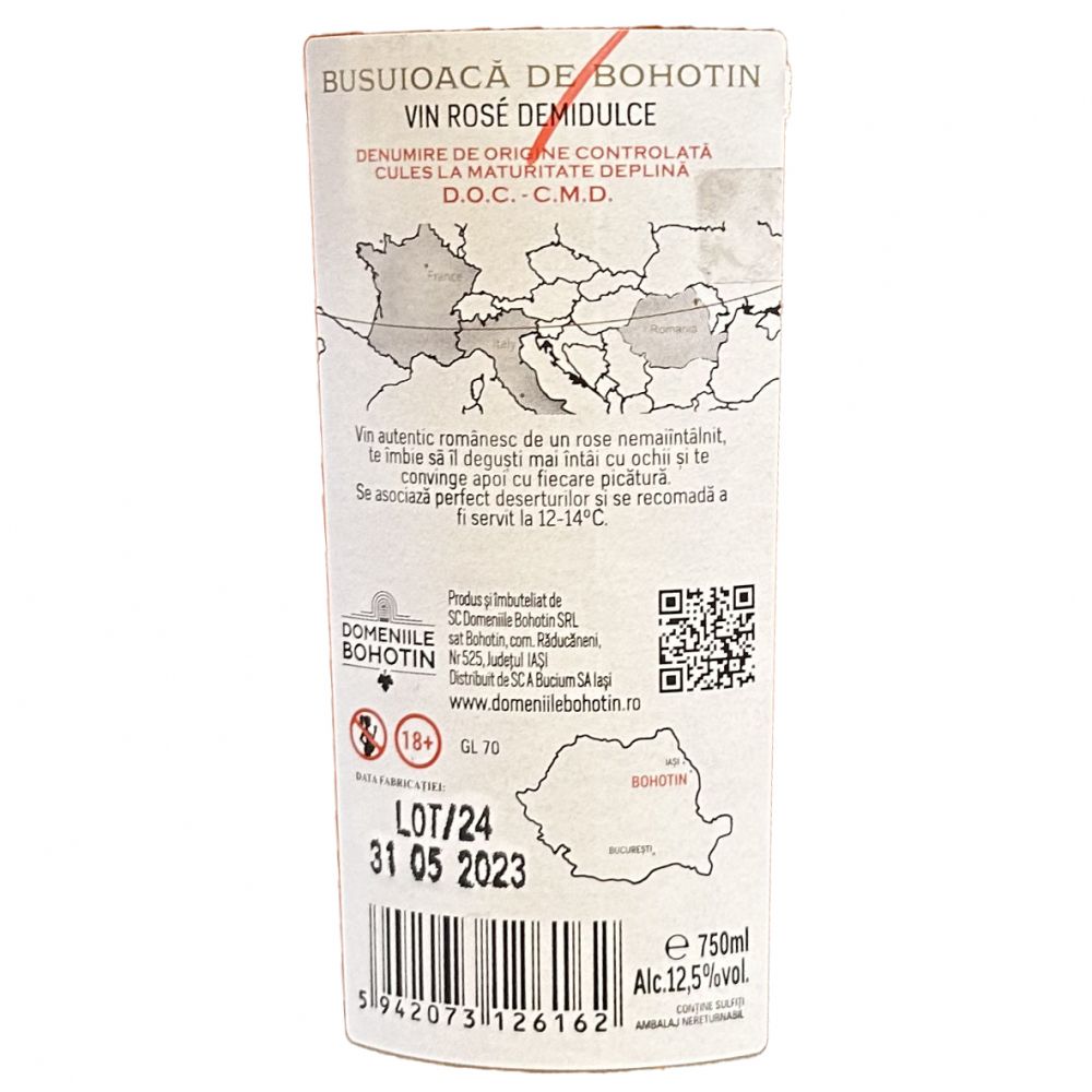Vin rose demidulce Domeniile Bohotin Busuioaca de Bohotin, 0.75L [2]