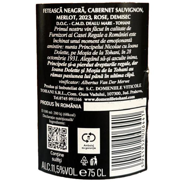 Vin Rose Mosia de la Tohani Special Reserve, Demisec, 0.75l-Vivomarket.ro [2]