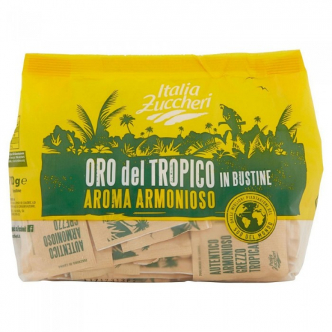 Alimente de baza - 100 de pliculete de zahar brun, Italia Zuccheri, 500 g