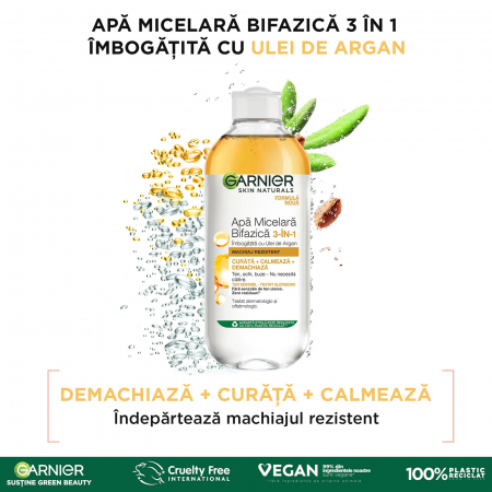 Apa micelara bifazica cu ulei de Argan Garnier Skin Naturals, 400 ml [2]