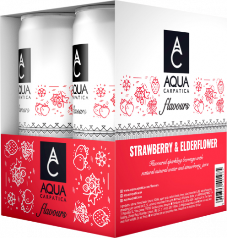 Bauturi - Apa minerala cu aroma de Capsuni si Soc, 4 x 0.33l, Aqua Carpatica