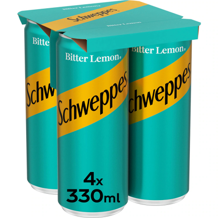 Bauturi carbogazoase - Apa Tonica Doza, 4 x 0.33 L, Schweppes Bitter Lemon
