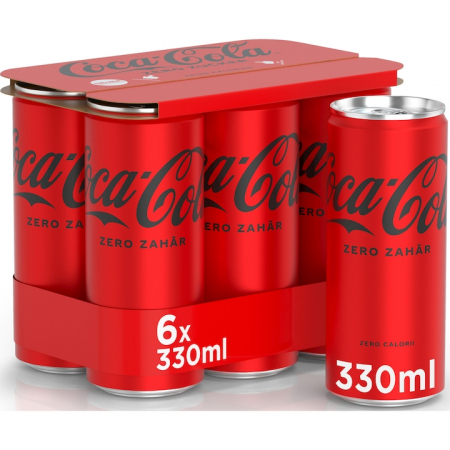 Bauturi carbogazoase - Bautura Carbogazoasa Coca-Cola Zero Zahar, Doza, 6 X 0.33l-Vivomarket.ro