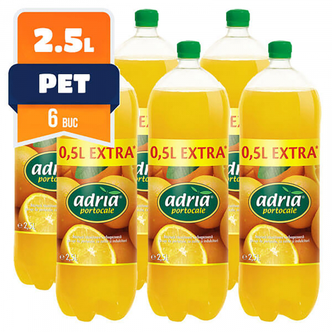 Bauturi carbogazoase - Bautura Carbogazoasa Portocale,6 x 2.5 L, Adria
