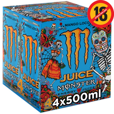 Bauturi - Bautura energizanta Juiced Monster Mango Loco, Doza 4 x 0.5l
