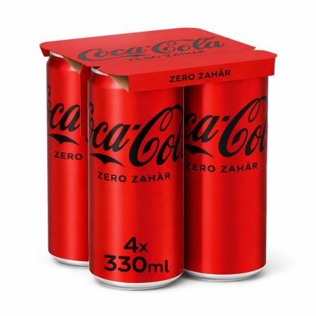 Bauturi carbogazoase - Bautura Racoritoare Carbogazoasa, Coca-Cola Zero Zahar, 4 x 0.33 l