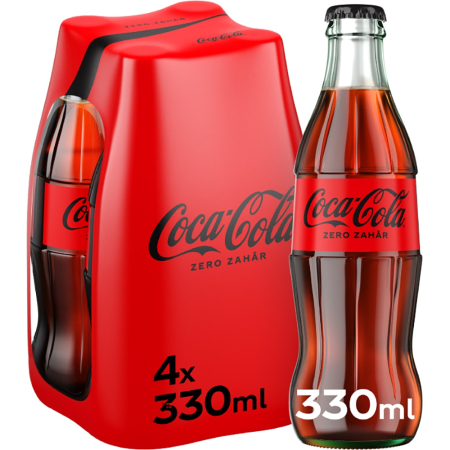 Bauturi carbogazoase - Bautura Racoritoare Carbogazoasa, Coca-Cola Zero Zahar, Sticla, 4 x 0.33 l